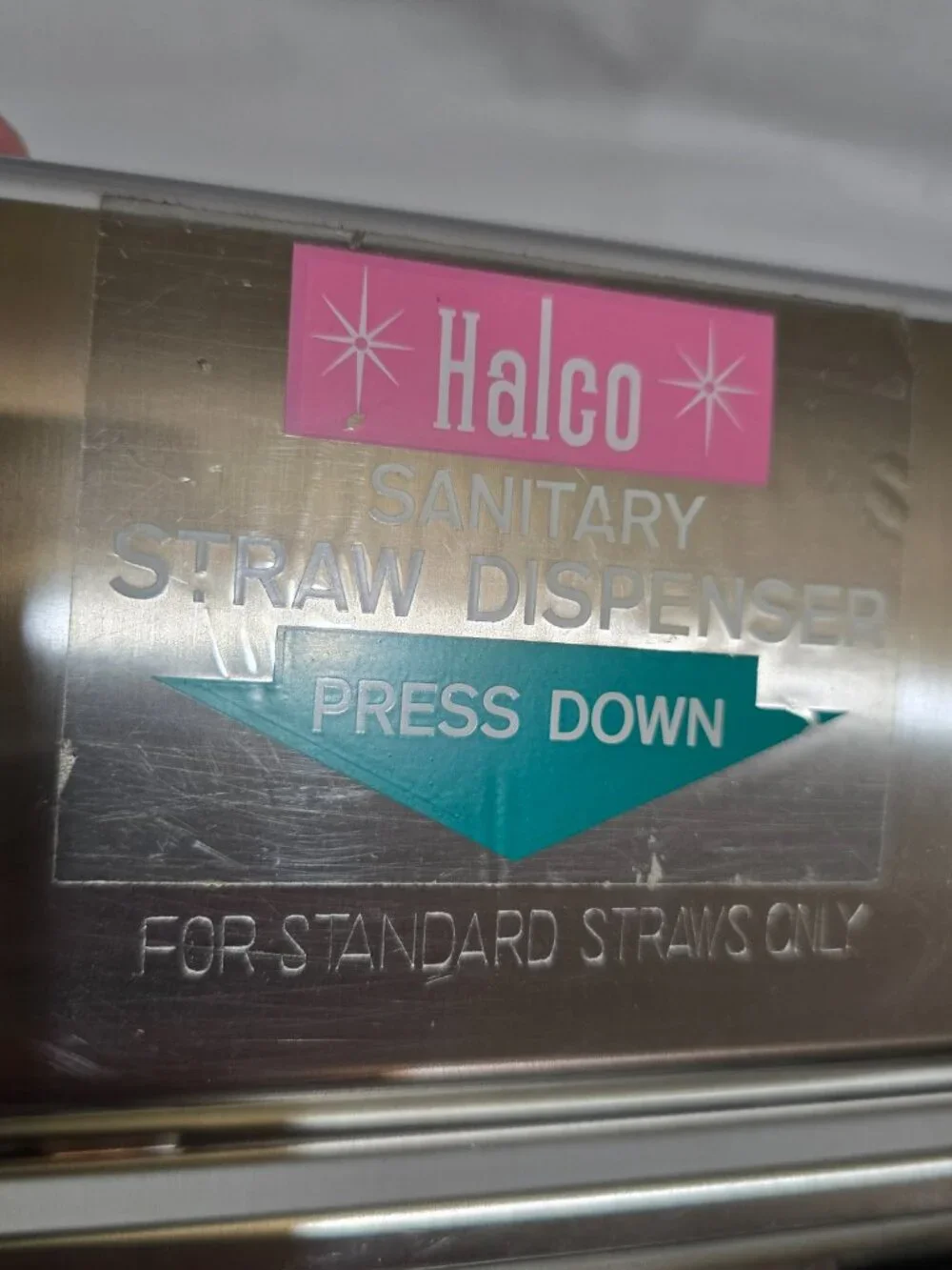 Vtg HALCO SS Sanitary Straw Dispenser - STANDARD STRAWS